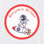 Cute and Simple Astronaut Custom Kids Name Labels ラベル (デザイン2)