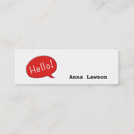 Cute and simple Hello! business card スキニー名刺 (正面)