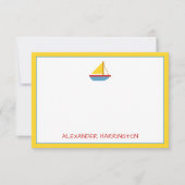 Cute and Simple Sailboat Personalized ノートカード (正面)