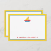 Cute and Simple Sailboat Personalized ノートカード (正面/裏面)