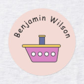 Cute and Simple Transportation Custom Name Kids ラベル (デザイン2)