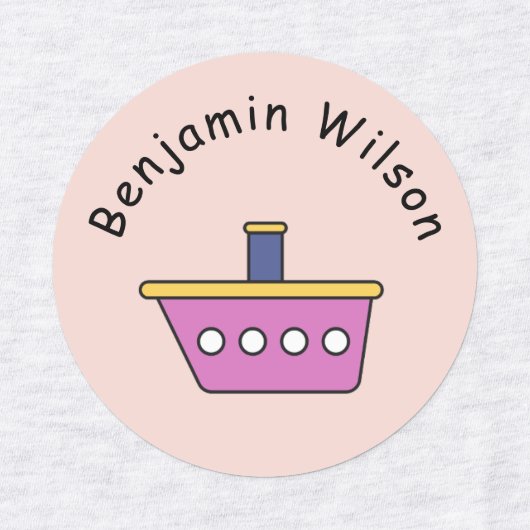 Cute and Simple Transportation Custom Name Kids ラベル (デザイン2)