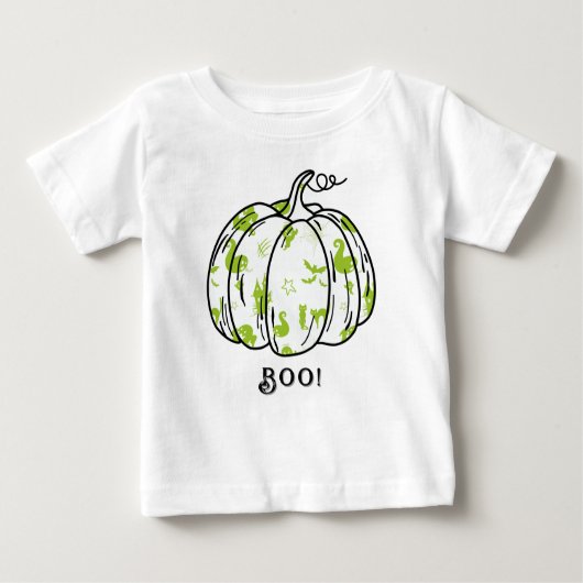 Cute and Spooky Green Jack-O’-Lantern ベビーTシャツ (正面)