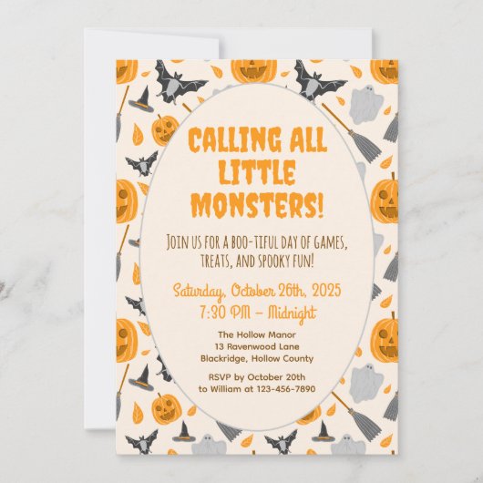 Cute and spooky halloween party invitation 招待状 (正面)