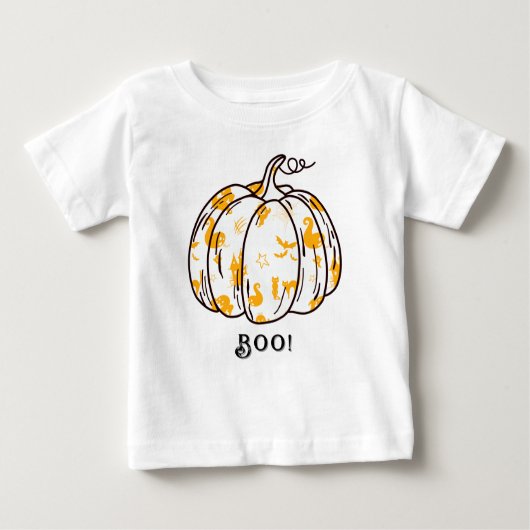 Cute and Spooky Orange Jack-O’-Lantern ベビーTシャツ (正面)