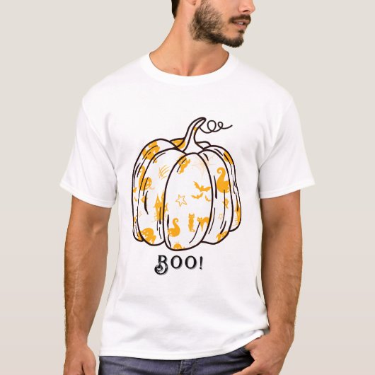 Cute and Spooky Orange Jack-O’-Lantern Tシャツ (正面)