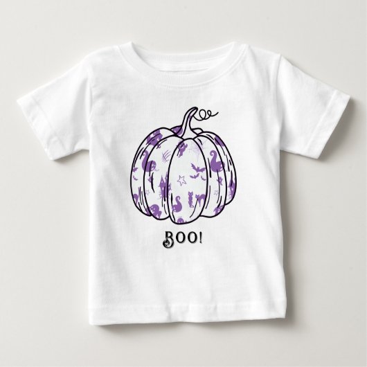 Cute and Spooky Purple Jack-O’-Lantern ベビーTシャツ (正面)