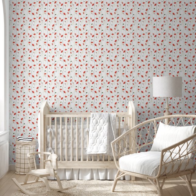 Cute And Sweet Floral Poppy Pattern Wallpaper 壁紙 (キッズ)