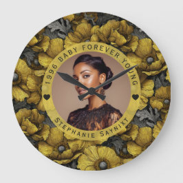 Cute Anemones Female Birthday Gift For Women ラージ壁時計