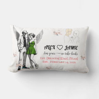 Cute Angel Cherub Couple Throw Pillow ランバークッション