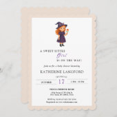 Cute Angel on the Way Halloween Baby Shower 招待状 (正面/裏面)