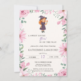 Cute Angel on the Way Halloween Baby Shower 招待状