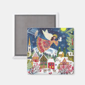 Cute Angel Peace on Earth写真クリスマス マグネット (正面/裏面)