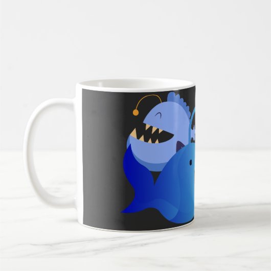 Cute Anglerfish Duo | Funny Deep Sea Fish Coffee コーヒーマグカップ (左)