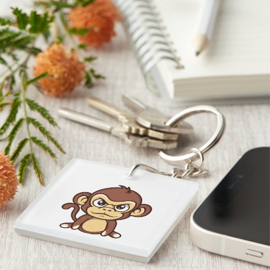 Cute Angry Baby Monkey Keychain キーホルダー (正面右)