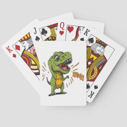 Cute Angry Baby T-Rex RAWR Cartoon Playing Cards トランプ (裏面)