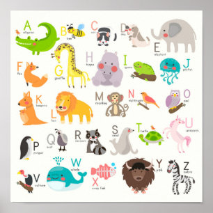 Cute Animal Alphabet ポスター
