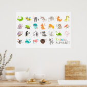 Cute Animal Alphabet ポスター (キッチン)