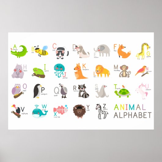 Cute Animal Alphabet ポスター (正面)