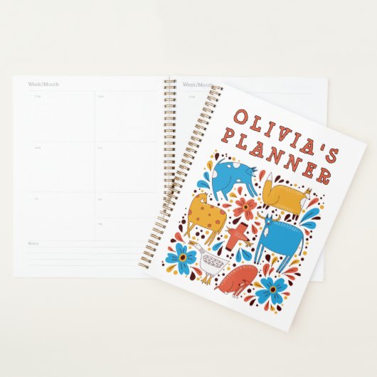 Cute Animal Art Children's Custom Name プランナー手帳 (ディスプレー)