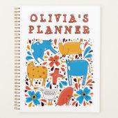 Cute Animal Art Children's Custom Name プランナー手帳 (正面)