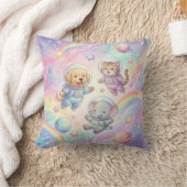 Cute Animal Astronauts Galaxy Throw Pillow クッション (ブランケット)
