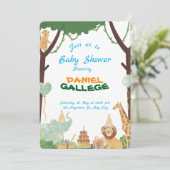 Cute Animal Baby Shower Invitation – Jungle & Safa 招待状 (スタンド正面)