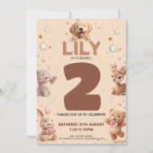 Cute Animal Birthday Party for Kids 招待状 (正面)