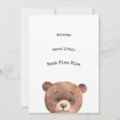 Cute Animal Brown Bear Sweet Baby Announcement 招待状 (正面)