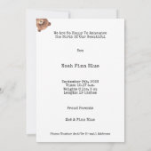 Cute Animal Brown Bear Sweet Baby Announcement 招待状 (裏面)