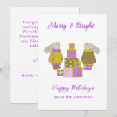 Cute Animal Bunny Christmas Holiday Card シーズンカード (正面/裏面)