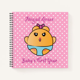 Cute Animal Cartoon Girl Baby Journaling Pink ノートブック