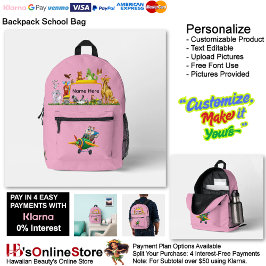 Cute Animal Cartoon School Supplies Backpack Bag 3 プリントバックパック