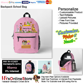 Cute Animal Cartoon School Supplies Backpack Bag 9 プリントバックパック