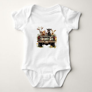 Cute Animal Farm On Baby Jersey Bodysuit ベビーボディスーツ
