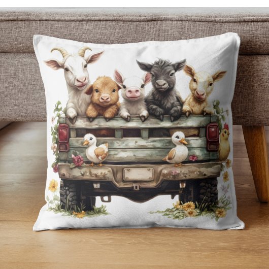 Cute Animal Farm On Pillow クッション