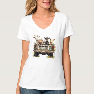 Cute Animal Farm On T-Shirt Tシャツ