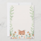 Cute Animal Fox Watercolor Greenery Baby 招待状 (裏面)
