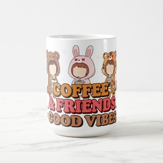 Cute Animal Friends Coffee Lovers コーヒーマグカップ (中央)