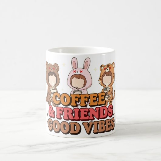Cute Animal Friends Coffee Lovers コーヒーマグカップ (中央)