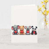 Cute Animal Friends Love Heart Card カード (黄色い花)