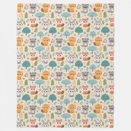 Cute Animal Friends Seamless Pattern – Playful Kid フリースブランケット
