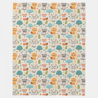 Cute Animal Friends Seamless Pattern – Playful Kid フリースブランケット