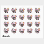 Cute Animal Friends Sticker – Zebra Giraffe Monkey ラウンドシール (シート)