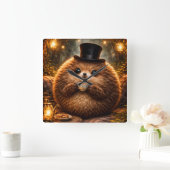 Cute Animal Gift Wall Clock Cozy Room Decor スクエア壁時計 (ホーム)