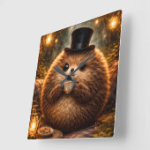Cute Animal Gift Wall Clock Cozy Room Decor スクエア壁時計 (傾斜)