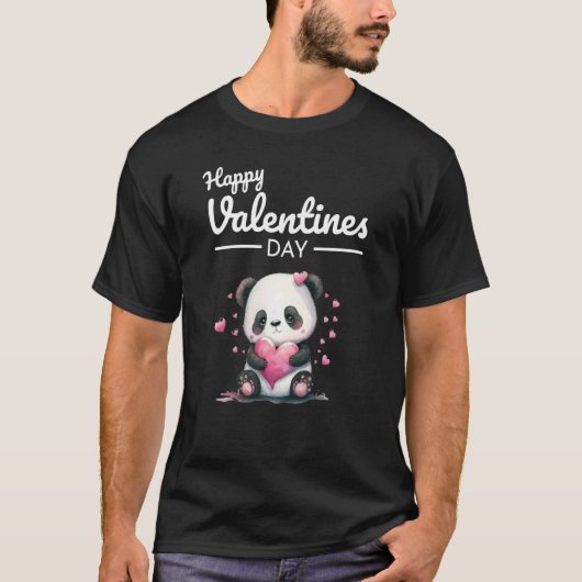Cute Animal Heart Panda Happy Valentine Day  19 Tシャツ (正面)