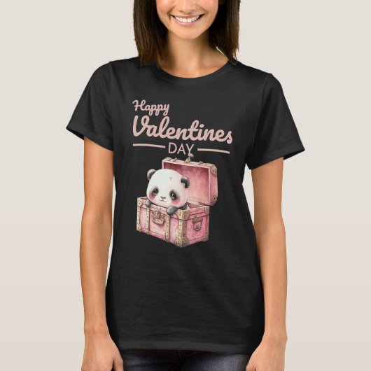 Cute Animal Heart Panda  Happy Valentine Day  1 Tシャツ (正面)