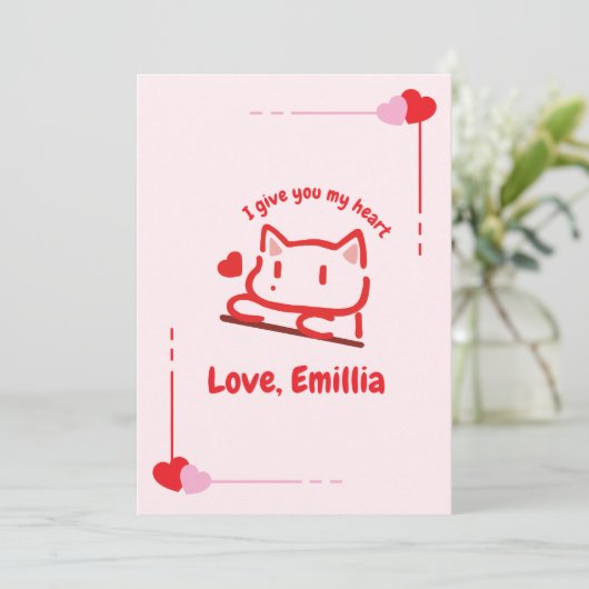 Cute Animal Heart Personalized カード (スタンド正面)