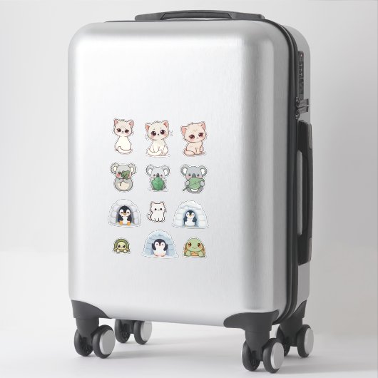 Cute Animal & Igloo Sticker Kit – Cartoon Creature シール (スーツケース)